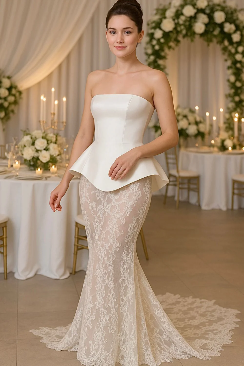 Beyaz Straplez Elbise